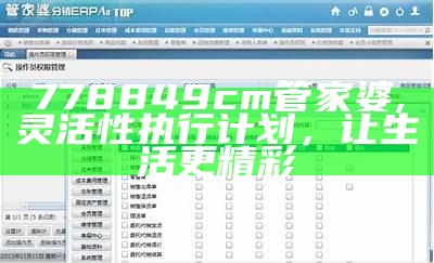 778849cm管家婆, 灵活性执行计划，让生活更精彩
