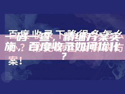 一码一查，精细方案实施，百度收录如何优化？