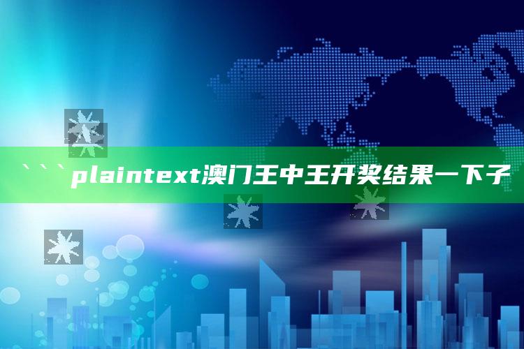 4969澳门资料查询，```plaintext
澳门王中王开奖结果一下子