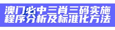 澳门必中三肖三码实施程序分析及标准化方法