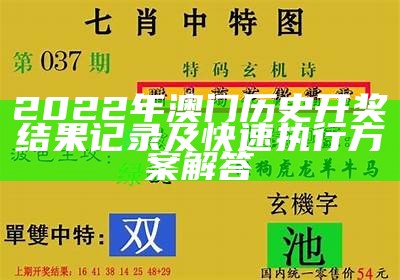 2022年澳门历史开奖结果记录及快速执行方案解答