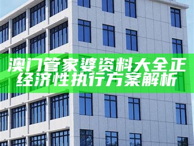 澳门管家婆资料大全正经济性执行方案解析