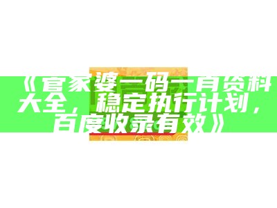 《管家婆一码一肖资料大全，稳定执行计划，百度收录有效》