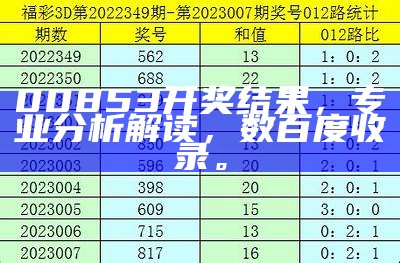 00853开奖结果，专业分析解读，数百度收录。