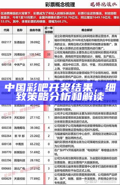 中国彩吧开奖结果，细致策略分析和解读