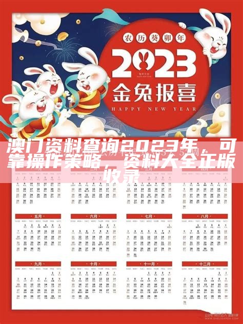 澳门资料查询2023年，可靠操作策略，资料大全正版收录