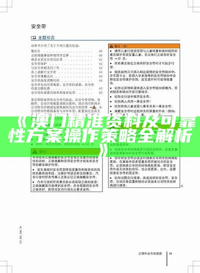 《澳门精准资料及可靠性方案操作策略全解析》